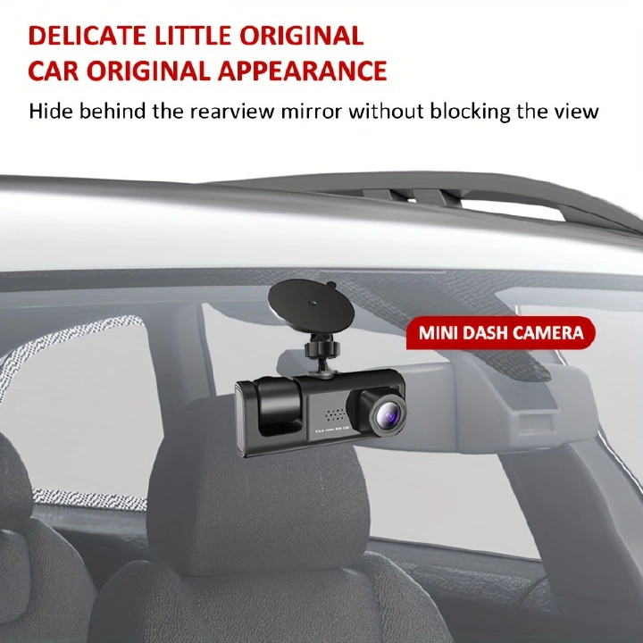 Dash Cam for Cars with Front and Inside Dual Cameras, 1080P Full HD, IR Night Vision, Loop Recording, Car DVR Blackbox, 2-Inch IPS Screen, Motion Detection, G-Sensor Protection