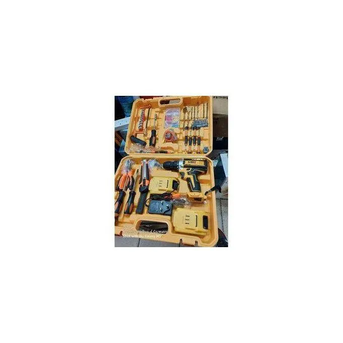 Dewalt 21V Cordless Electric Drill with 47-Piece Tool Set – Includes 2 Rechargeable Batteries, Charger & Accessories for Home, DIY, and Professional Use