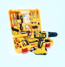 Dewalt 21V Cordless Electric Drill with 47-Piece Tool Set – Includes 2 Rechargeable Batteries, Charger & Accessories for Home, DIY, and Professional Use