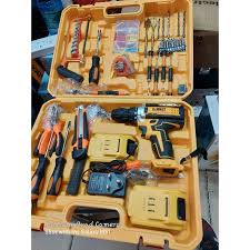 Dewalt 21V Cordless Electric Drill with 47-Piece Tool Set – Includes 2 Rechargeable Batteries, Charger & Accessories for Home, DIY, and Professional Use