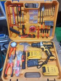 Dewalt 21V Cordless Electric Drill with 47-Piece Tool Set – Includes 2 Rechargeable Batteries, Charger & Accessories for Home, DIY, and Professional Use