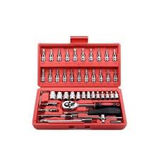 46-Piece Generic Hand Tool Set for Household and Car Repairs – Includes Socket Wrenches, Screwdrivers & Plastic Toolbox for Organized Storage and Everyday Maintenance