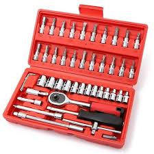 46-Piece Generic Hand Tool Set for Household and Car Repairs – Includes Socket Wrenches, Screwdrivers & Plastic Toolbox for Organized Storage and Everyday Maintenance
