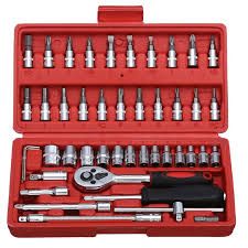 46-Piece Generic Hand Tool Set for Household and Car Repairs – Includes Socket Wrenches, Screwdrivers & Plastic Toolbox for Organized Storage and Everyday Maintenance