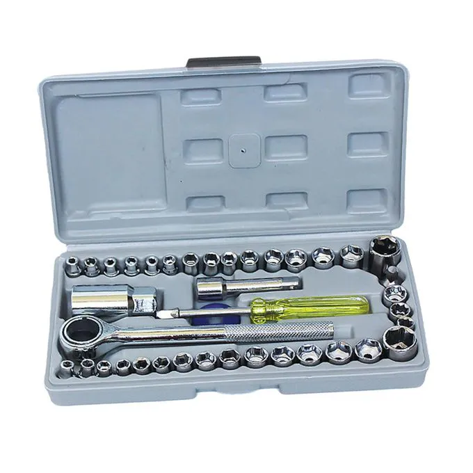 40-Piece Essential Hand Tool Set – Mechanical Tools with Socket Wrenches for Home, Garage, and Automotive Repairs