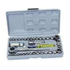 40-Piece Essential Hand Tool Set – Mechanical Tools with Socket Wrenches for Home, Garage, and Automotive Repairs