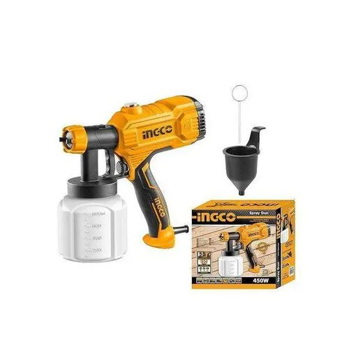 Ingco 450W Electric Spray Gun – High-Pressure Paint Sprayer for Home & Professional Use, Adjustable Nozzle, Efficient Indoor & Outdoor Painting Tool