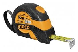 Ingco HSMT081025 Steel Measuring Tape 10m x 25mm – Durable Professional Tape Measure for Accurate Length and Width Measurements in DIY, Construction, and Carpentry