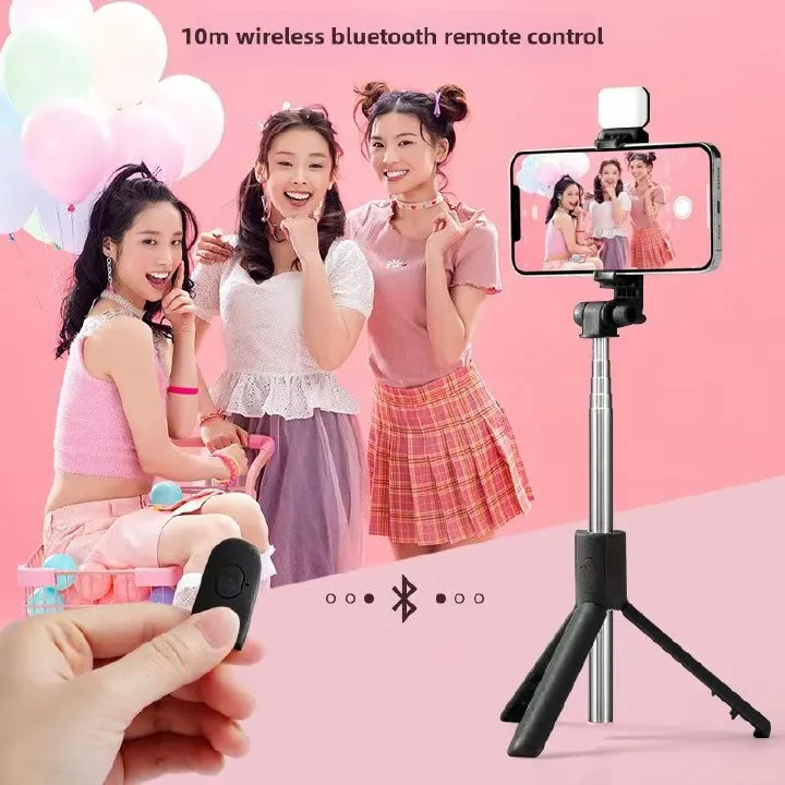 Bluetooth Selfie Stick 3-in-1 – Telescopic Phone Tripod with Fill Light, Wireless Remote, and Adjustable Stand for Live Streaming, Vlogging, and Selfies