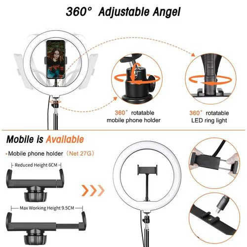 Generic 10-Inch Ring Light with 2.1m Tripod – Selfie, Makeup, and Studio Supplementary Lighting for Photography, Vlogging, and Live Streaming