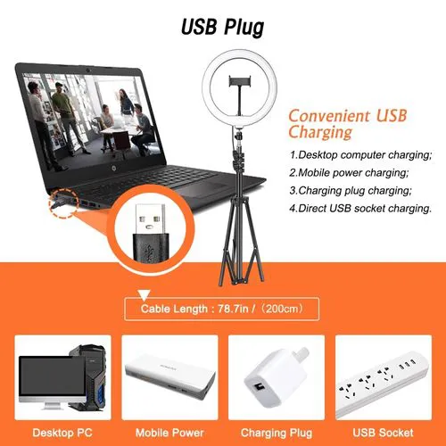 Generic 10-Inch Ring Light with 2.1m Tripod – Selfie, Makeup, and Studio Supplementary Lighting for Photography, Vlogging, and Live Streaming