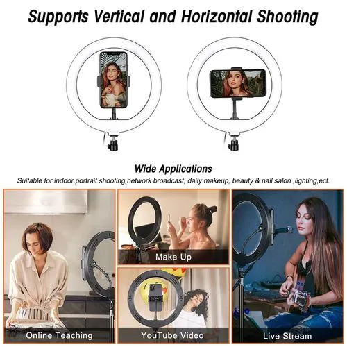 Generic 10-Inch Ring Light with 2.1m Tripod – Selfie, Makeup, and Studio Supplementary Lighting for Photography, Vlogging, and Live Streaming