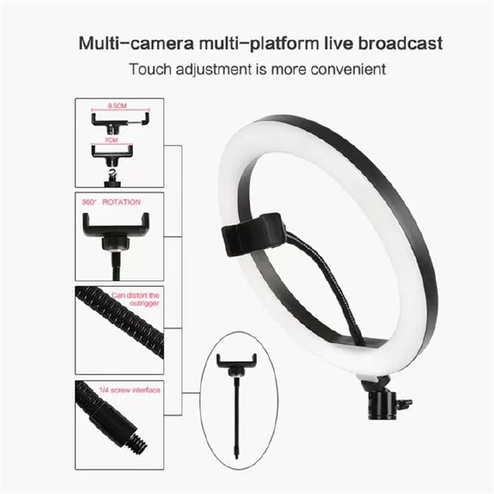 4-in-1 13-Inch LED Ring Light with 2.1M Tripod – Dimmable Beauty Ring Light with Free Microphone and Remote for Selfie, Live Streaming, Makeup, YouTube, TikTok, and Photography