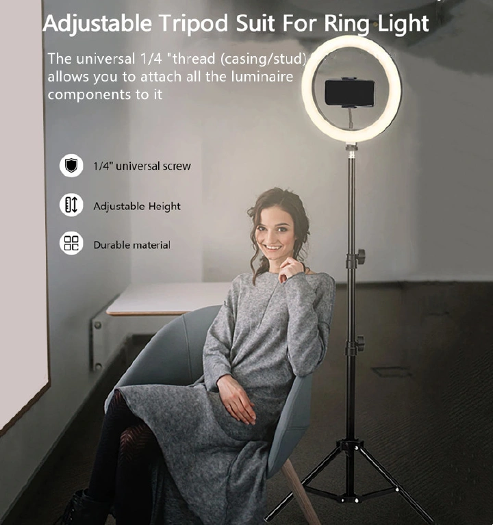 4-in-1 13-Inch LED Ring Light with 2.1M Tripod – Dimmable Beauty Ring Light with Free Microphone and Remote for Selfie, Live Streaming, Makeup, YouTube, TikTok, and Photography