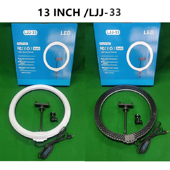 4-in-1 13-Inch LED Ring Light with 2.1M Tripod – Dimmable Beauty Ring Light with Free Microphone and Remote for Selfie, Live Streaming, Makeup, YouTube, TikTok, and Photography