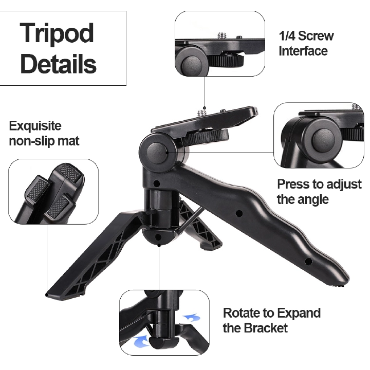 4PCS Tripod Stand Ring Light Set – Selfie Stick, Live Bracket, Desktop Stabilizer, and Phone Clip for Mobile Photography, Live Streaming, and Video Recording