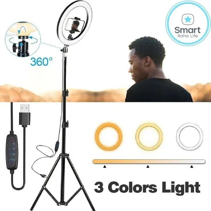 Smartrahalife 10-Inch Ring Light with 2.1M Tripod – Professional Studio Setup with Phone Holder for Live Streaming, Makeup, Selfies, and Video Recording
