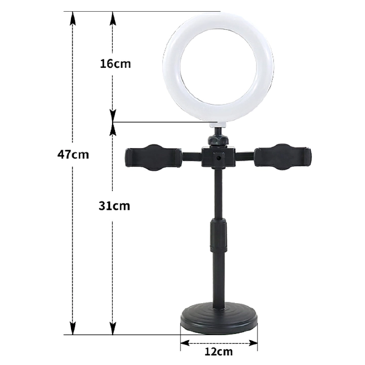 Smartrahalife Double Phone Tripod Stand with Ring Light, Adjustable Selfie Stick, Live Streaming Bracket, 3-Color Dimmable Lighting, 360° Rotatable Spin for TikTok, YouTube, and Makeup Videos