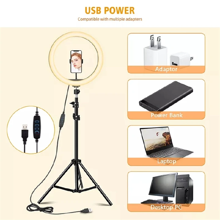 Smartrahalife 10-Inch LED Ring Light Professional Selfie Lamp with 2.1M Tripod Stand, Perfect for Makeup, Live Streaming, YouTube, TikTok Videos, and Studio Photography