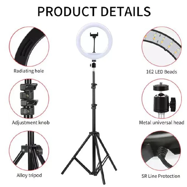 Smartrahalife 10-Inch LED Ring Light Professional Selfie Lamp with 2.1M Tripod Stand, Perfect for Makeup, Live Streaming, YouTube, TikTok Videos, and Studio Photography