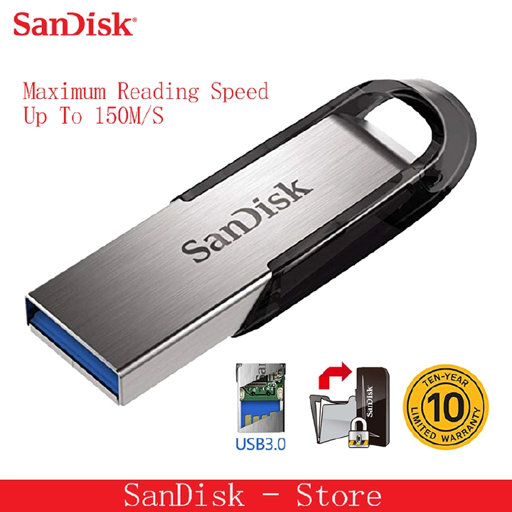 SanDisk Ultra Flair USB 3.0 Flash Drive 16GB–128GB High-Speed Memory Stick Pen Drive Portable Storage for PC, Laptop, and Mobile Devices