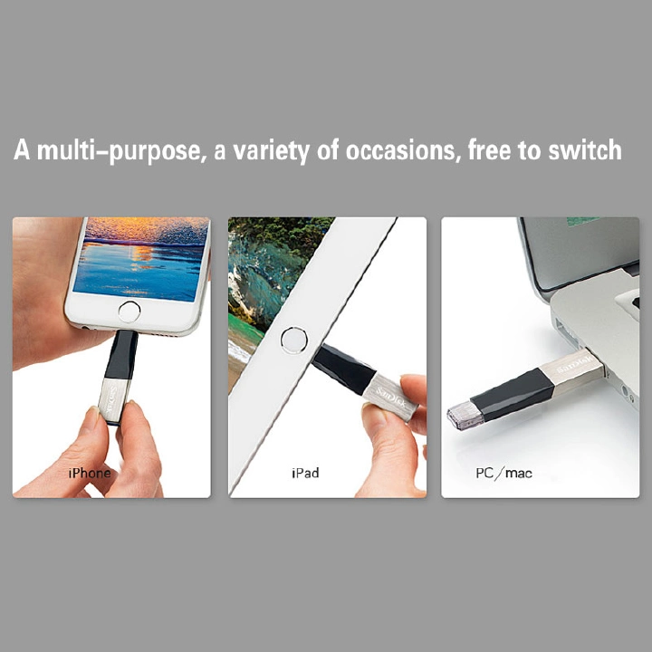 SanDisk USB 3.0 Flash Drive for iPhone, iPad and PC 16GB–128GB High-Speed OTG Pendrive Memory Stick for Photo, Video and File Storage