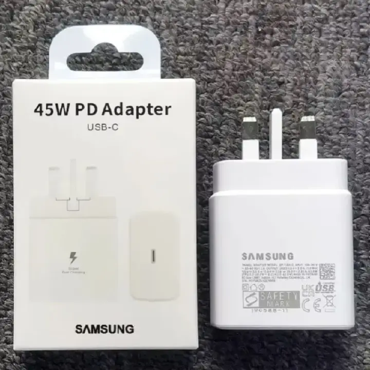 Samsung 45W Super Fast Charger USB-C Type-C Full Wall Adapter for Galaxy A-Series & S-Series Phones High-Speed USB-C Charger for Smartphones and Tablets