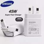 Samsung 45W Super Fast Charger USB-C Type-C Full Wall Adapter for Galaxy A-Series & S-Series Phones High-Speed USB-C Charger for Smartphones and Tablets