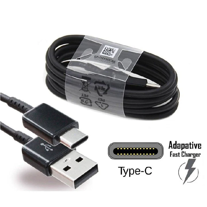 Samsung 15W Fast Charger with USB-C Cable Black for Galaxy S8, S9, S10+, A20, A30, A31, A50, A70 Rapid Charging & Data Sync Adapter