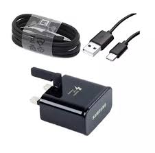 Samsung 15W Fast Charger with USB-C Cable Black for Galaxy S8, S9, S10+, A20, A30, A31, A50, A70 Rapid Charging & Data Sync Adapter