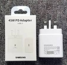Samsung 45W Super Fast Charger White with USB-C to USB-C Cable Full Adapter High-Speed Charging for Smartphones & Tablets