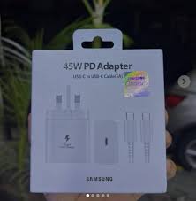 Samsung 45W Super Fast Charger White with USB-C to USB-C Cable Full Adapter High-Speed Charging for Smartphones & Tablets