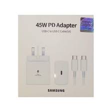 Samsung 45W Super Fast Charger White with USB-C to USB-C Cable Full Adapter High-Speed Charging for Smartphones & Tablets