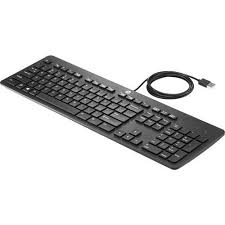 HP Wired Keyboard for Desktop Computers with 4-Way Power Extension, Full-Size USB Keyboard, Comfortable Typing, Durable Build, and Safe Multi-Device Power Management