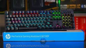 HP GK100F Wired Mechanical Gaming Keyboard with 4 LED Indicators and Mechanical Switches, USB Plug‑and‑Play, Durable Backlit Keys for PC & Laptop Gaming