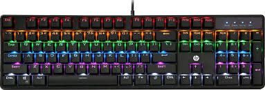 HP GK100F Wired Mechanical Gaming Keyboard with 4 LED Indicators and Mechanical Switches, USB Plug‑and‑Play, Durable Backlit Keys for PC & Laptop Gaming