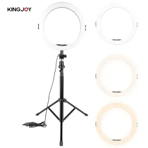 10-Inch Ring Light with 2.1M Tripod Stand, Dimmable LED, 3 Color Modes for Live Streaming, TikTok, Makeup, YouTube, Photography, Podcasts, Salon, and Studio Lighting