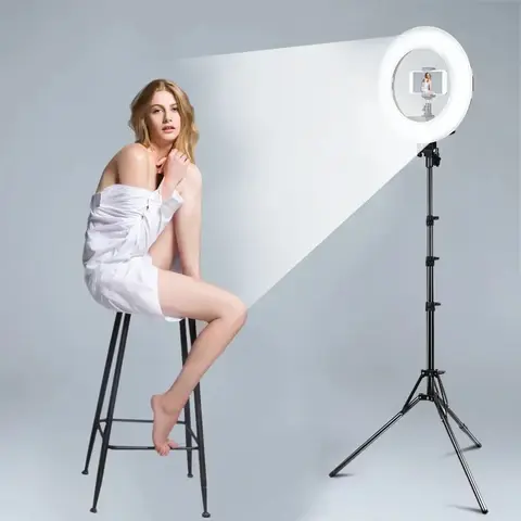 10-Inch Ring Light with 2.1M Tripod Stand, Dimmable LED, 3 Color Modes for Live Streaming, TikTok, Makeup, YouTube, Photography, Podcasts, Salon, and Studio Lighting