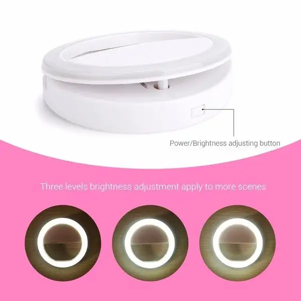 Universal Selfie LED Ring Flash Light Mobile Phone 36 LED Adjustable Clip-On Lamp for Bright Photos and Video Recording Anywhere Anytime