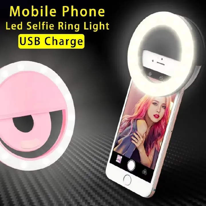 Universal Selfie Clip-On LED Ring Light for iPhone, Samsung, POCO Phones – Bright USB Rechargeable Photo & Video Lamp for Perfect Selfies and Videos