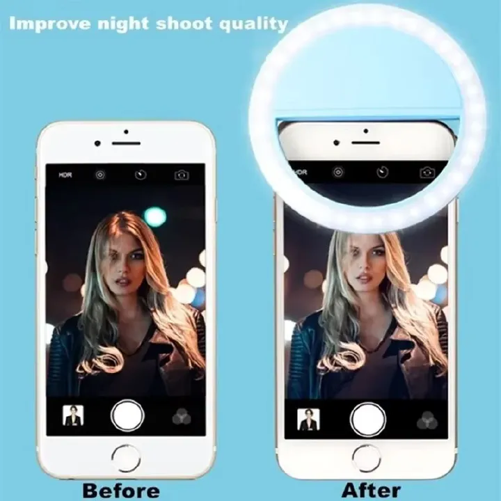 Universal Selfie Clip-On LED Ring Light for iPhone, Samsung, POCO Phones – Bright USB Rechargeable Photo & Video Lamp for Perfect Selfies and Videos