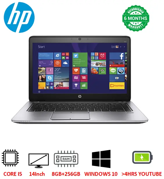 (Core i5+8GB+256GB+14")Refurbished Hp Elitebook 640 G2 Laptop Intel Core i5 6th Gen 8GB 256GB SSD Backlit Keyboard Bluetooth Webcam Intel Graphics 14"