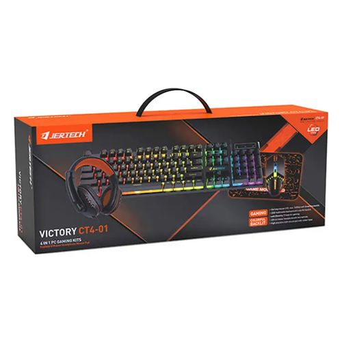 VICTORY (CT4-01) 4 in1 Luminous Gaming keyboard, Gaming mouse,Gaming Headphones and Mouse Pad set Combos Mechanical feel e-sports gaming mouse keyboard set Combo