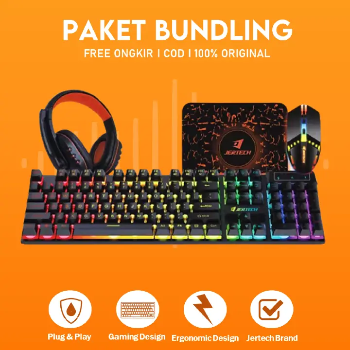 VICTORY (CT4-01) 4 in1 Luminous Gaming keyboard, Gaming mouse,Gaming Headphones and Mouse Pad set Combos Mechanical feel e-sports gaming mouse keyboard set Combo