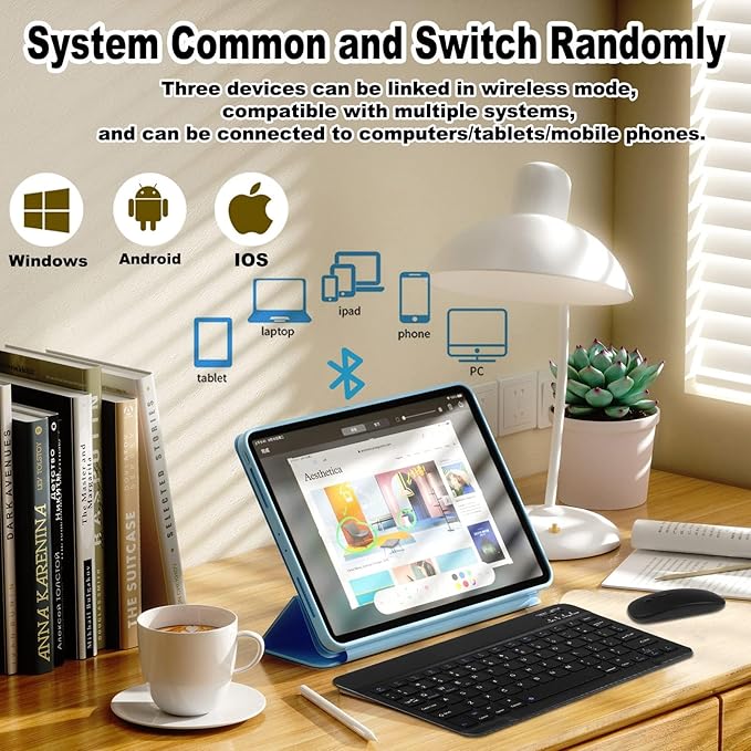 Bluetooth Keyboard and Mouse Combo,Ultra Slim Rechargeable Portable Wireless Keyboard Mouse Set Compact for Android Windows Tablet Cell Phone iPhone iPad Computer Desktop PC Laptop Rechargeable Mouse