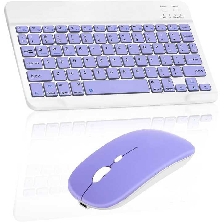 Bluetooth Keyboard and Mouse Combo,Ultra Slim Rechargeable Portable Wireless Keyboard Mouse Set Compact for Android Windows Tablet Cell Phone iPhone iPad Computer Desktop PC Laptop Rechargeable Mouse