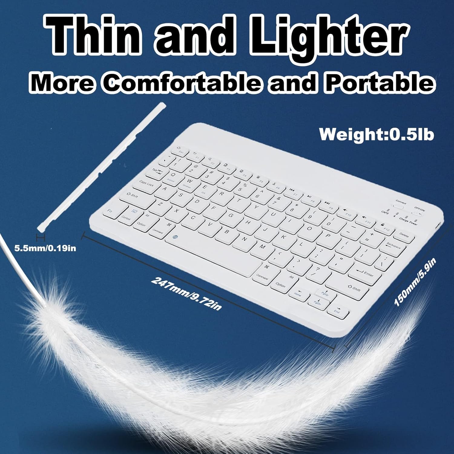 Bluetooth Keyboard and Mouse Combo,Ultra Slim Rechargeable Portable Wireless Keyboard Mouse Set Compact for Android Windows Tablet Cell Phone iPhone iPad Computer Desktop PC Laptop Rechargeable Mouse