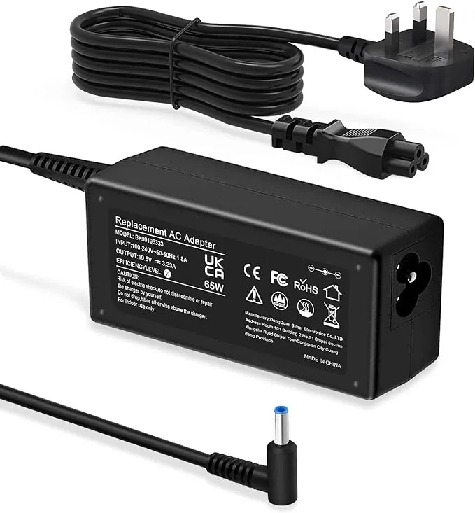 {Complete} HP BLUE PIN LAPTOP CHARGER USED IN VARIOUS HP LAPTOPS INCLUDING MODELS LIKE HP PROBOOK 11 G2, 840 G3,G5,G6,G7 etc.CARRIES WITH IT AN ADAPTER OF 65W(19.5V,3.33A)AND A DISTINCTIVE