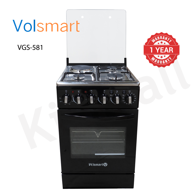 Volsmart 4 Burners VGS-581 Free Standing Gas Cooker Cooking Range with 60L Oven 3 Gas + 1 Electric