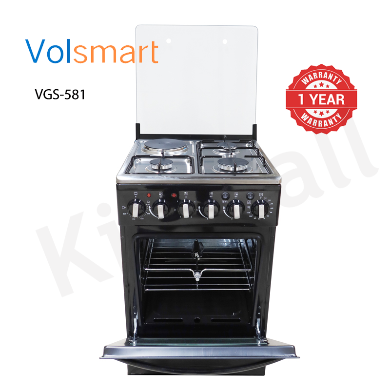 Volsmart 4 Burners VGS-581 Free Standing Gas Cooker Cooking Range with 60L Oven 3 Gas + 1 Electric